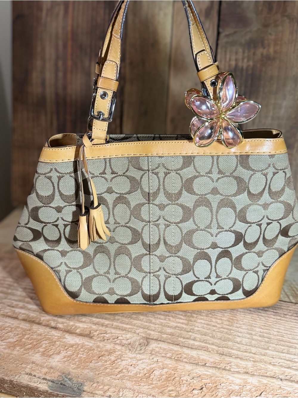 Elegant Coach Hamptons Signature Canvas Satchel 🤎✨👜